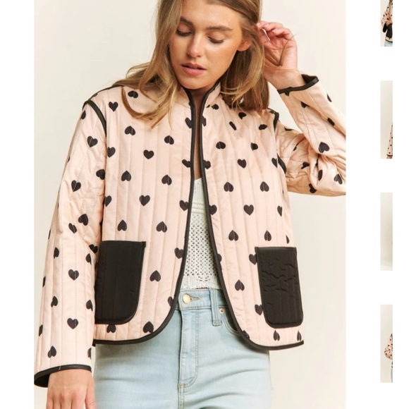 QUILTED HEART LIGHTWEIGHT OPEN PUFFER JACKET SIZE LARGE PINK BLACK - Picture 6 of 16